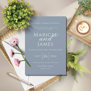 Convites Casamento Simples Azul e Branco