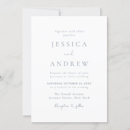 Convites Casamento Simples, Azul e Branco, com poeira mínim