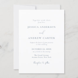 Convites Casamento Simples, Azul e Branco, com poeira mínim