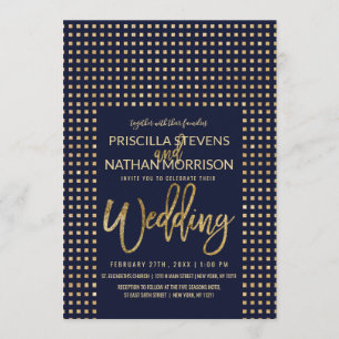 Convites Casamento Simples Azul Marinho Joias Luminosas Dou