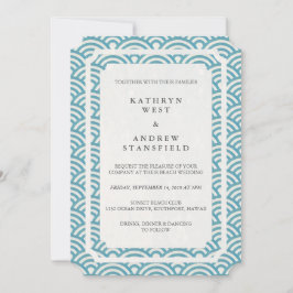Convites Casamento Simples Azul/Verde + Praia Branca
