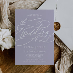 Convites Casamento Simples Boho Mínimo de Lavanda Púrpura d