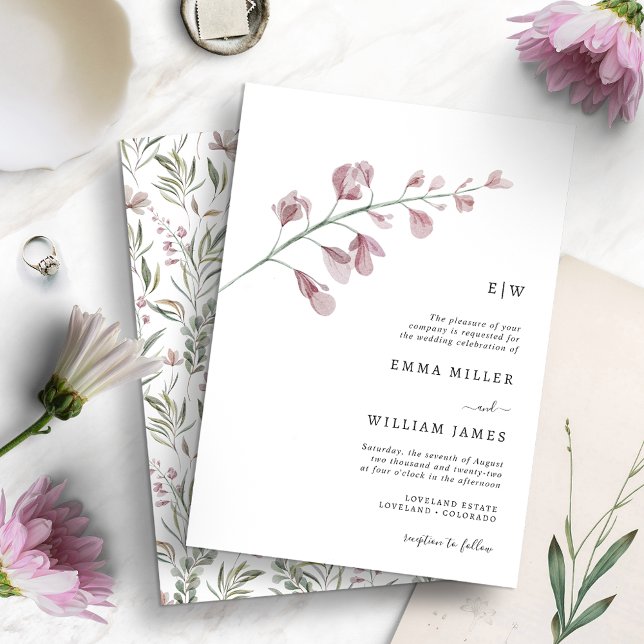 Convites Casamento Simples Botânico Elegante (Criador carregado)