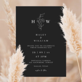 Convites Casamento Simples Branco de Letra Minimalista Capr