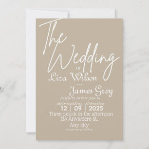 Convites Casamento Simples Branco e Bege Moderno