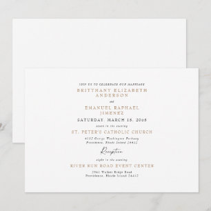 Convites Casamento Simples Branco e Dourado Sem Pais