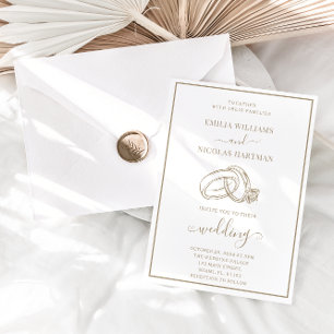 Convites Casamento Simples Branco e Marrom Elegante