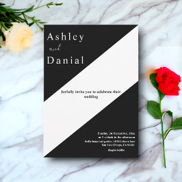 Convites Casamento Simples, Branco E Preto Chic