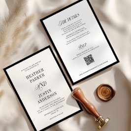 Convites Casamento Simples Branco e Preto do Código QR