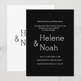 Convites Casamento simples, branco preto mínimo e moderno