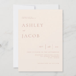 Convites Casamento Simples Chic Beige Elegante