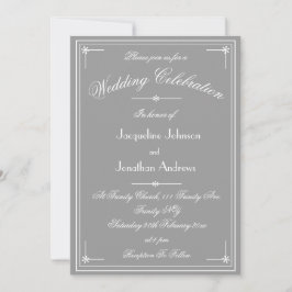 Convites Casamento Simples Clássico Cinza Suave Tudo Em Um