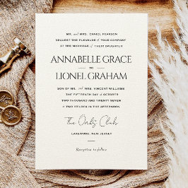 Convites Casamento Simples Clássico de Preto e Branco