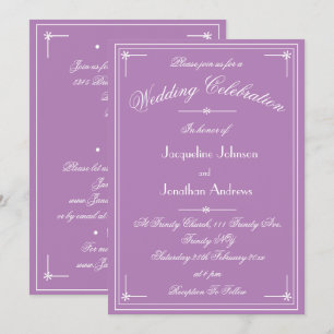 Convites Casamento Simples Clássico Lilás Malva Tudo Em Um