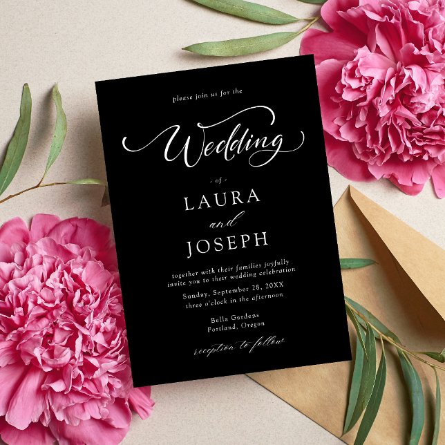 Convites Casamento Simples Clássico Preto e Branco (Simple classic black and white wedding invitation sets a timeless tone with elegant details)