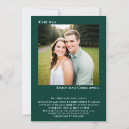 Convites Casamento Simples com Foto em Verde Esmeralda Mini