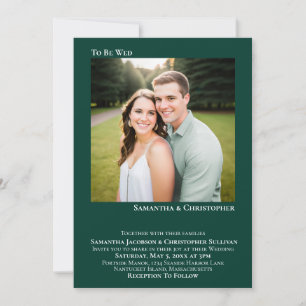 Convites Casamento Simples com Foto em Verde Esmeralda Mini