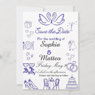 Convites Casamento simples com gráficos