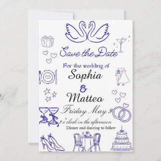 Convites Casamento simples com gráficos 