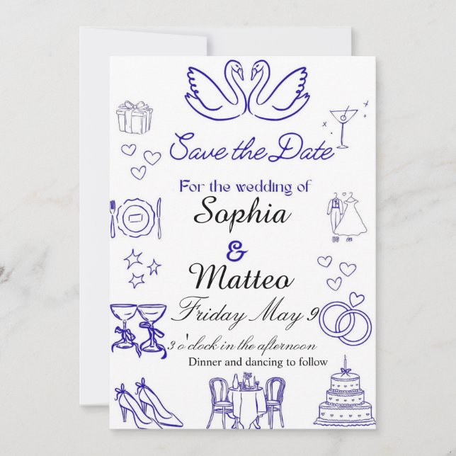 Convites Casamento simples com gráficos  (Frente)