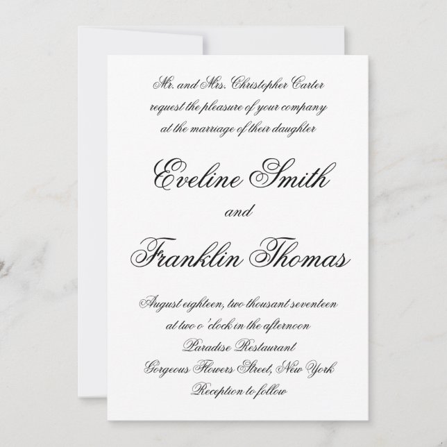 Convites Casamento simples com script de caligrafia moderno (Frente)