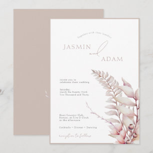 Convites Casamento Simples Cor-de-Rosa Neutral Boho