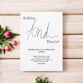 Convites Casamento Simples Da Caligrafia Branca E Preta Ele