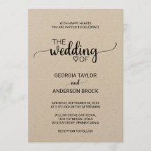 Casamento simples da caligrafia Kraft