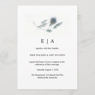 Convites Casamento Simples De Aquarela Azul Com Aquarela Fl