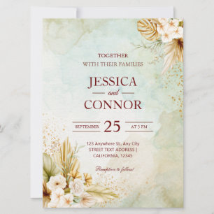 Convites Casamento Simples de Aquarela de Outono de Orçamen