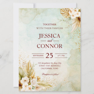 Convites Casamento Simples de Aquarela de Outono de Orçamen
