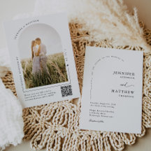 Casamento Simples de Arch Boho com Código QR RSVP