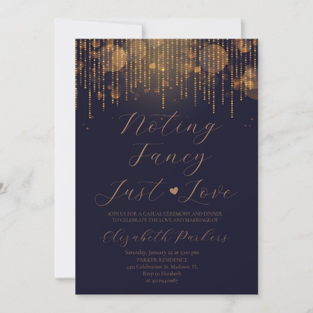 Convites Casamento Simples de Azul Marinho Nada Chique Só A (Frente)
