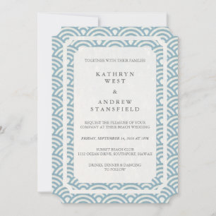 Convites Casamento Simples de Azul Mole + Praia Branca