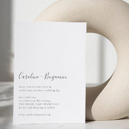 Convites Casamento Simples de Boho Branco Moderno com Scrip