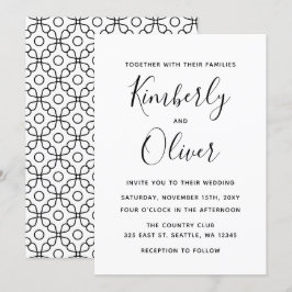 Convites Casamento Simples de Caligrafia Branca e Preta