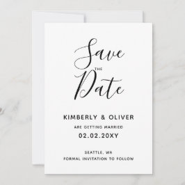 Convites Casamento Simples de Caligrafia Branca e Preta