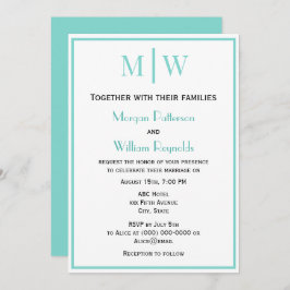 Convites Casamento Simples de Casal 2 Mon Inicial VS Cores 