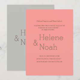 Convites Casamento simples de cinzas modernas de coral chic