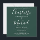 Convites Casamento Simples de Esmeralda Verde<br><div class="desc">Apresentando nomes elegantes de estilo de assinatura,  este convite de casamento de na moda pode ser personalizado com seus detalhes de casamento em tipografia moderna em um fundo verde esmeralda. Você pode personalizar a cor de fundo para corresponder ao seu tema de casamento. Projetado por Thisnotme©</div>