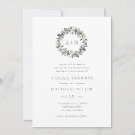 Convites Casamento Simples de Eucalipto em Aquarela