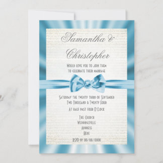 Convites Casamento simples de fita azul clara