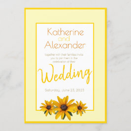 Convites Casamento Simples de Flor Amarelo primavera Verão