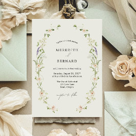 Convites Casamento Simples de Flores Silvestres Rústicas Vi
