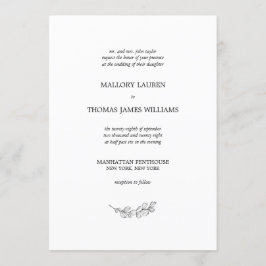 Convites Casamento Simples De Folha Botânica Mallory Elegan