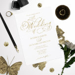 Convites Casamento Simples de Folha de Ouro Elegante<br><div class="desc">Convite De Casamento De Script De Folha Ouro Elegante Simples</div>