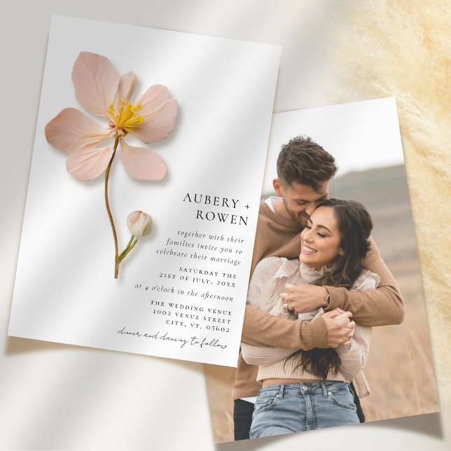 Convites Casamento Simples De Fotografias Com Flor Pression (Criador carregado)