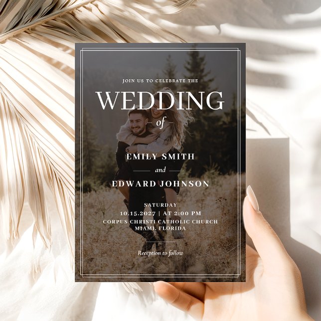 Convites Casamento Simples De Fotografias De Sobreposição E (Criador carregado)