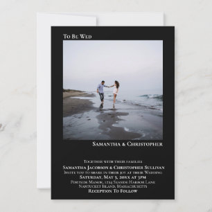 Convites Casamento Simples de Fotografias Negra Moderna Min