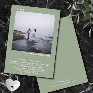 Convites Casamento Simples de Fotografias Verdes no Moderno
